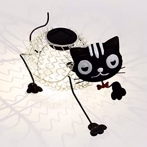 Globrite Metal Scroll Animal Cat Solar Light, Multi-colour Outdoor Garden Ornament with LED Lamp – 3