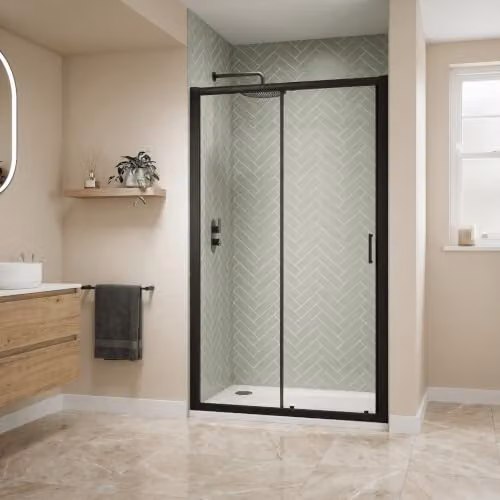 Balterley Rectangular Sliding Glass Shower Door with Bar Handle, Black, W/D/H: 119.0 x 31.0 x 185.0 cm – 4