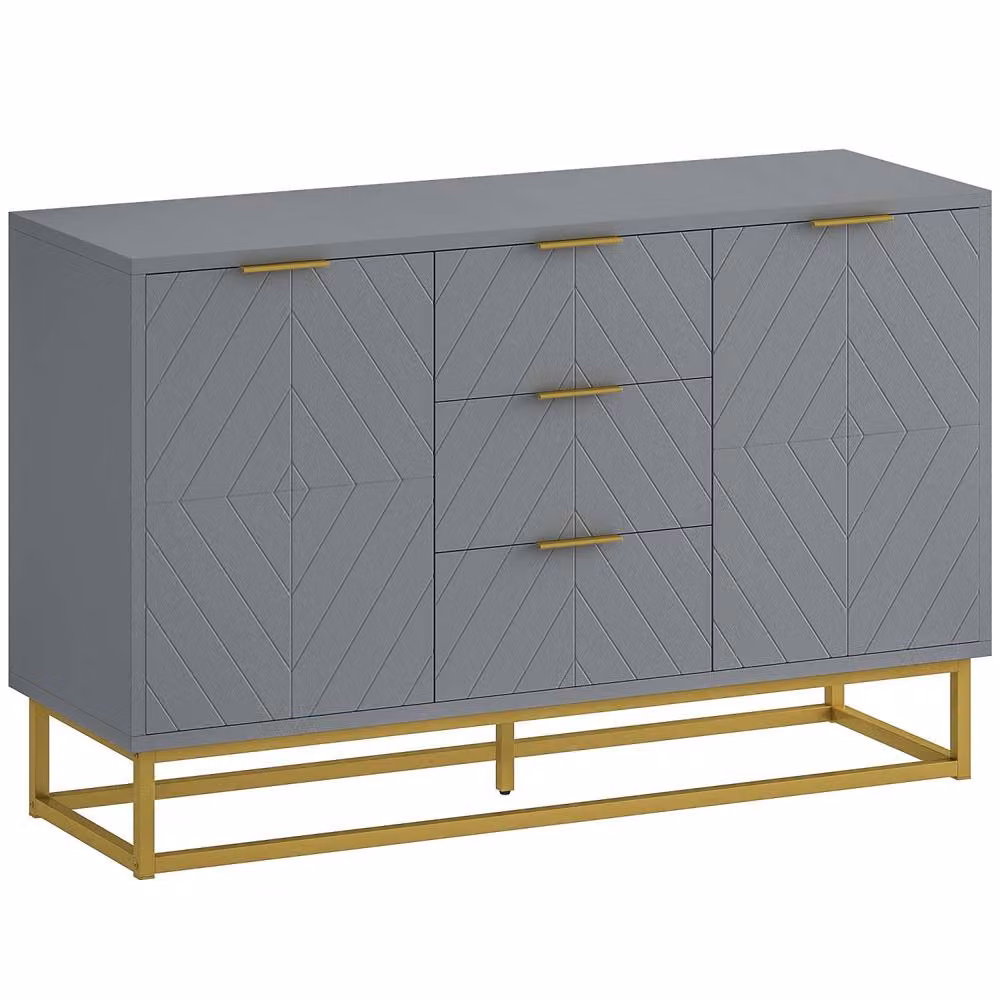 Wyld Haus Veli Grey Sideboard with 3 Drawers, 2 Doors and Adjustable Shelves, W/D/H: 120 x 40 x 76 cm – 2