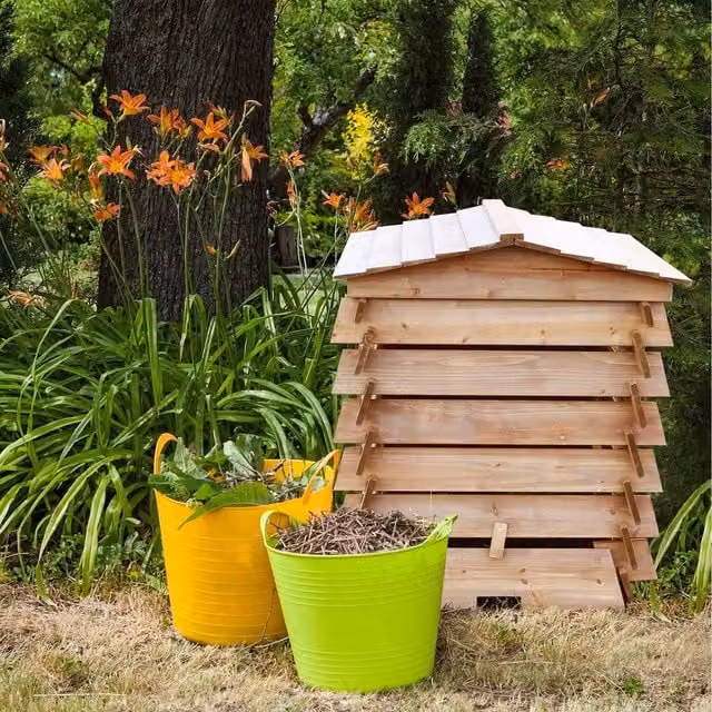 Actiasgear Wooden Beehive Style Composter with Flip Lid, Brown, 328L
