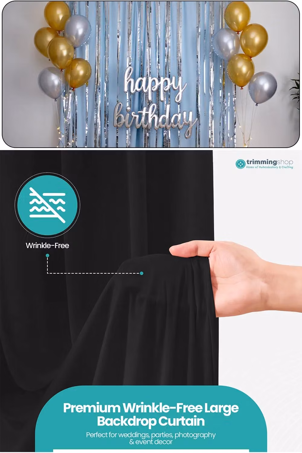 Neel Blue Spandex Backdrop Panel in Black, Polyester Fabric, W: 3 m, H: 9 m – 1