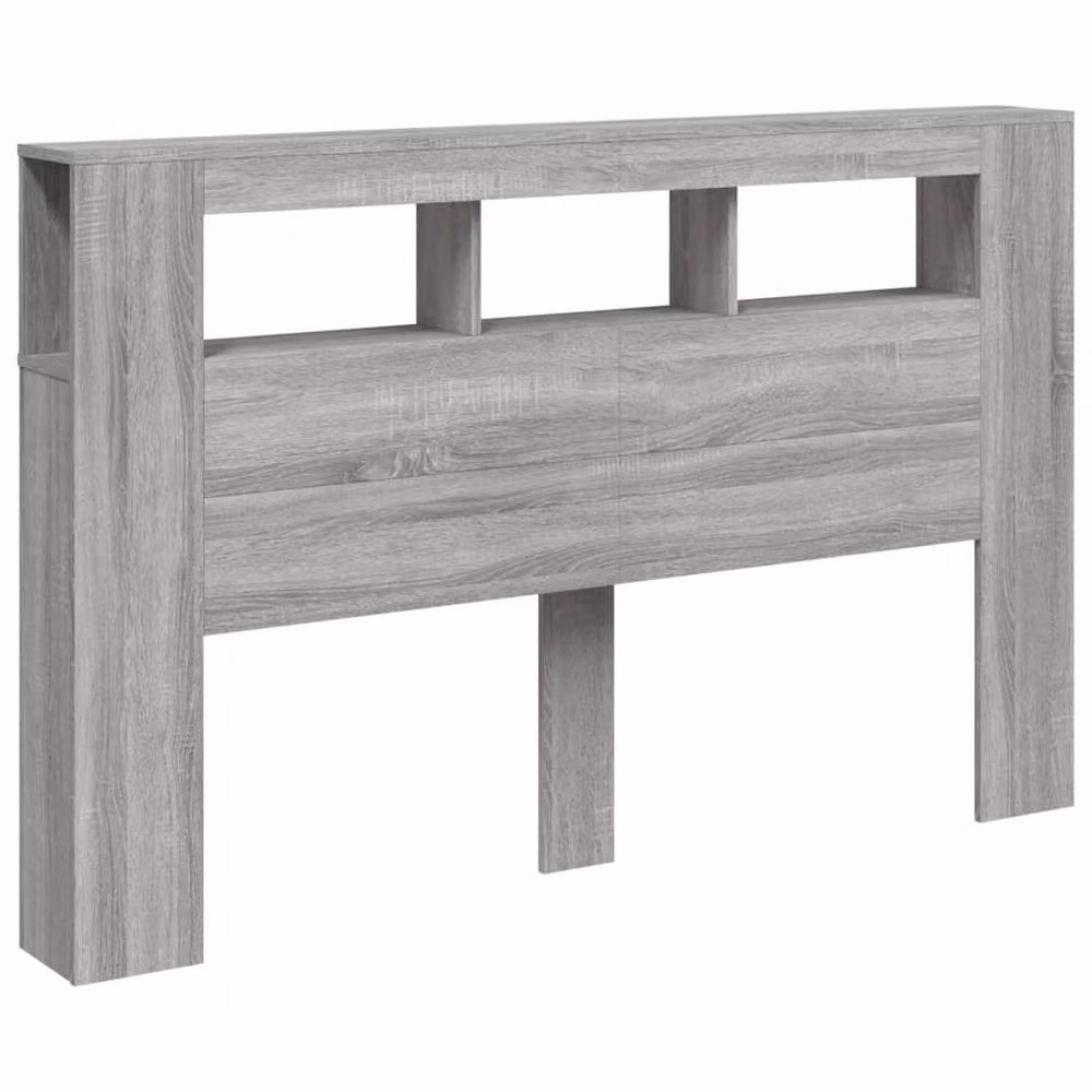Berkfield Home Grey Sonoma LED Headboard in Engineered Wood W/D/H: 160 x 18.5 x 103.5 cm