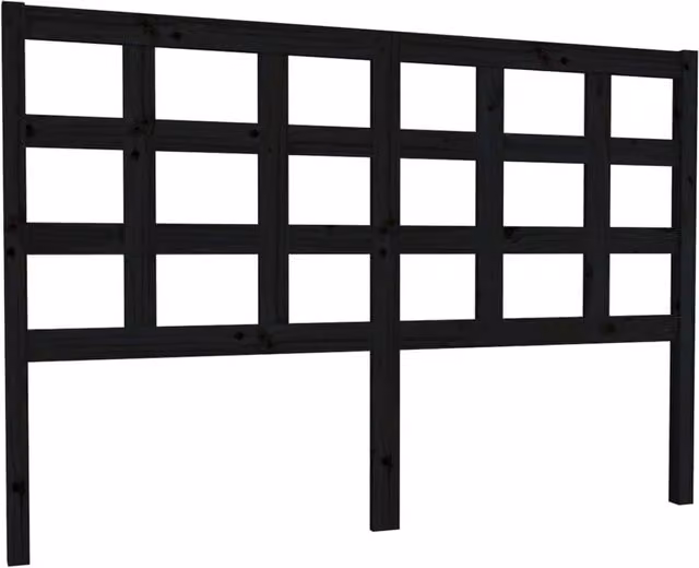 Berkfield Home Rustic Solid Pine Bed Headboard in Black, W: 145.5 cm, D: 4 cm, H: 100 cm