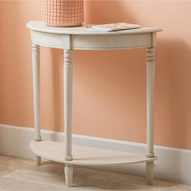 Pacific Lifestyle White Lacquered Wood Half Moon Console Table