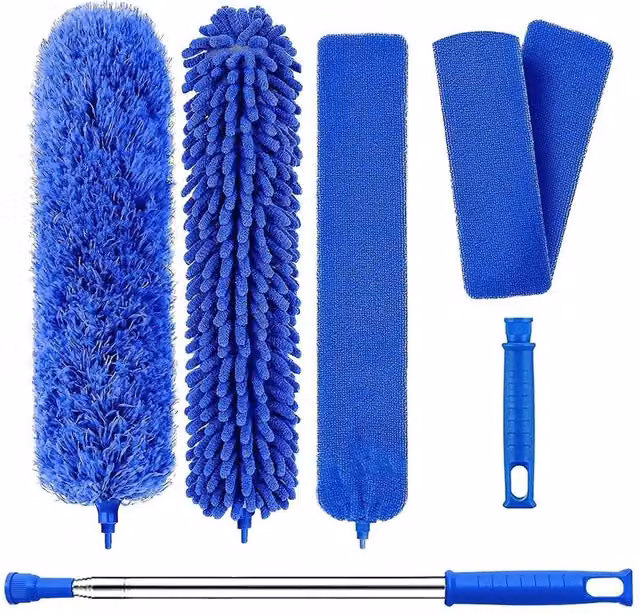 Nordara 6-Piece Extendable Feather Duster Set with Telescopic Handle and Microfibre Refillable Heads in Blue, W/D/H: 120 x 70 x 70 cm – 1