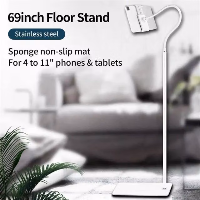 Nordara White Tablet Tripod Floor Stand with Gooseneck Mount for 4-11 inch iPhone and iPad – 1