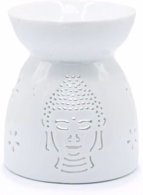 KDMD White Ceramic Buddha Cutout Oil Burner and Tabletop Diffuser