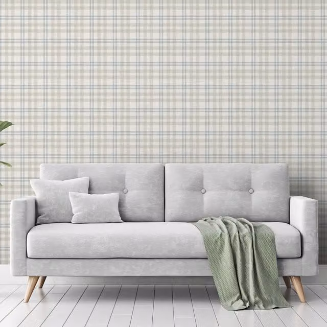 Arthouse Classic Checked Abstract Wallpaper in Beige, Grey and Multicolour