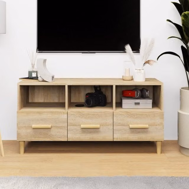 Berkfield Home Modern TV Cabinet in Sonoma Oak Brown, W/D/H: 102 x 36 x 50 cm – 1