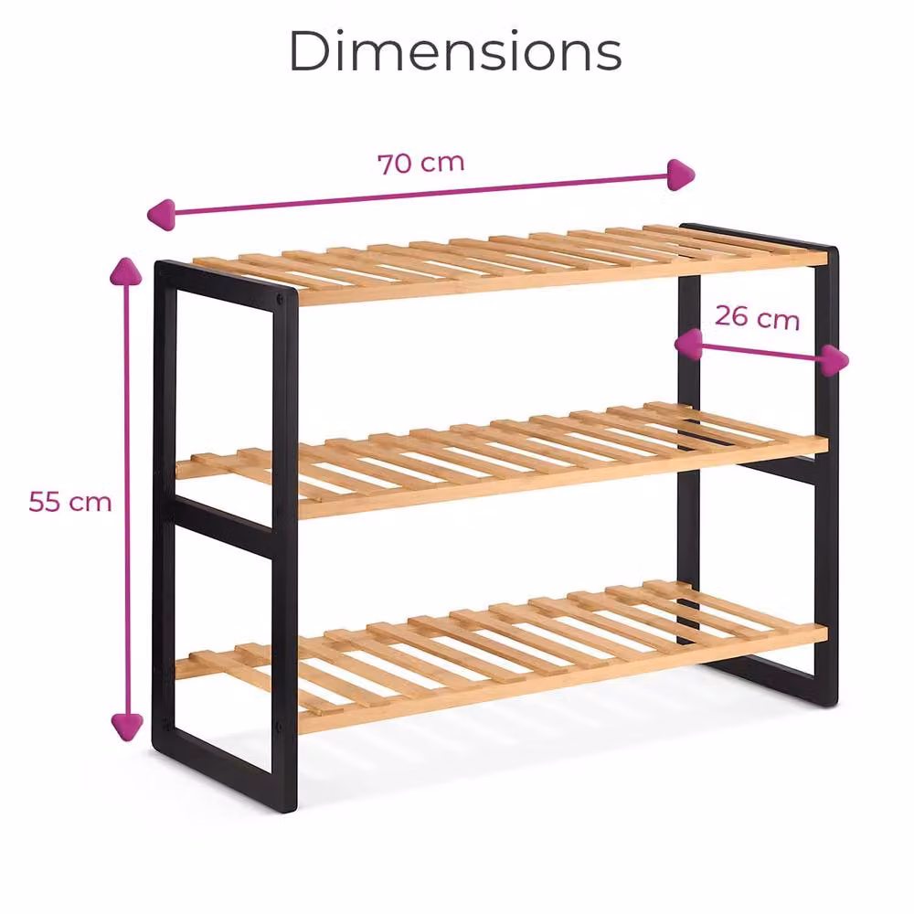 Neo 3 Tier Bamboo Wooden Shoe Storage Rack in Multicolour – 4