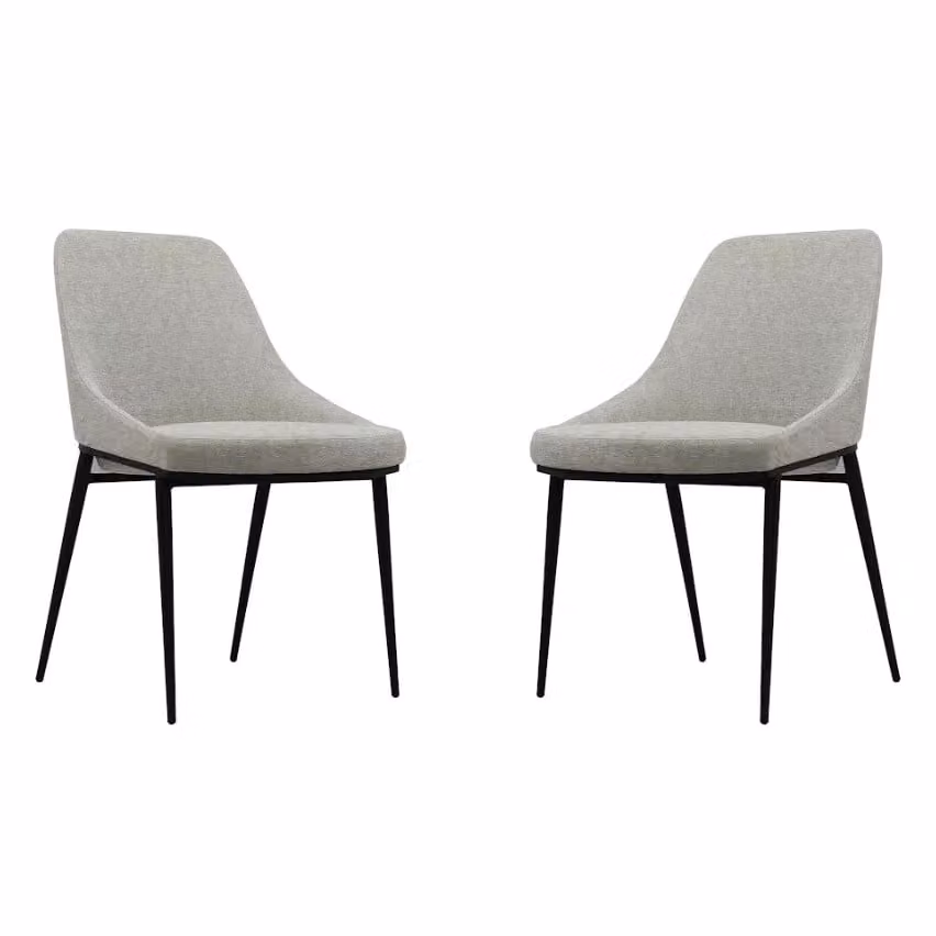 Tommy Franks Modern Dining Chair in Beige Fabric with Metal and Wood Accents