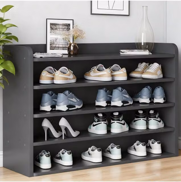 Living and Home 5-Tier Black Shoe Rack Organiser and Storage Stand