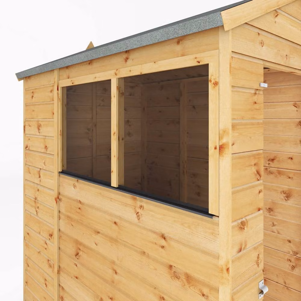 Mercia Brown Wooden Shiplap Apex Garden Storage Shed with Windows W129.1 x D182.88 x H217.1 cm – 3