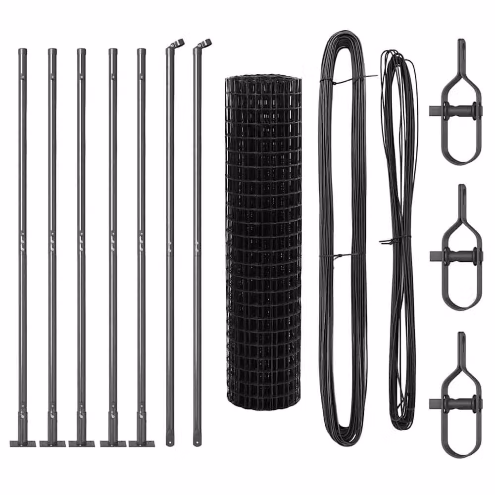 Berkfield Home Euro Fence with 7 Flanged Posts, Galvanised Steel, Silver, W: 10 m, H: 1 m – 4