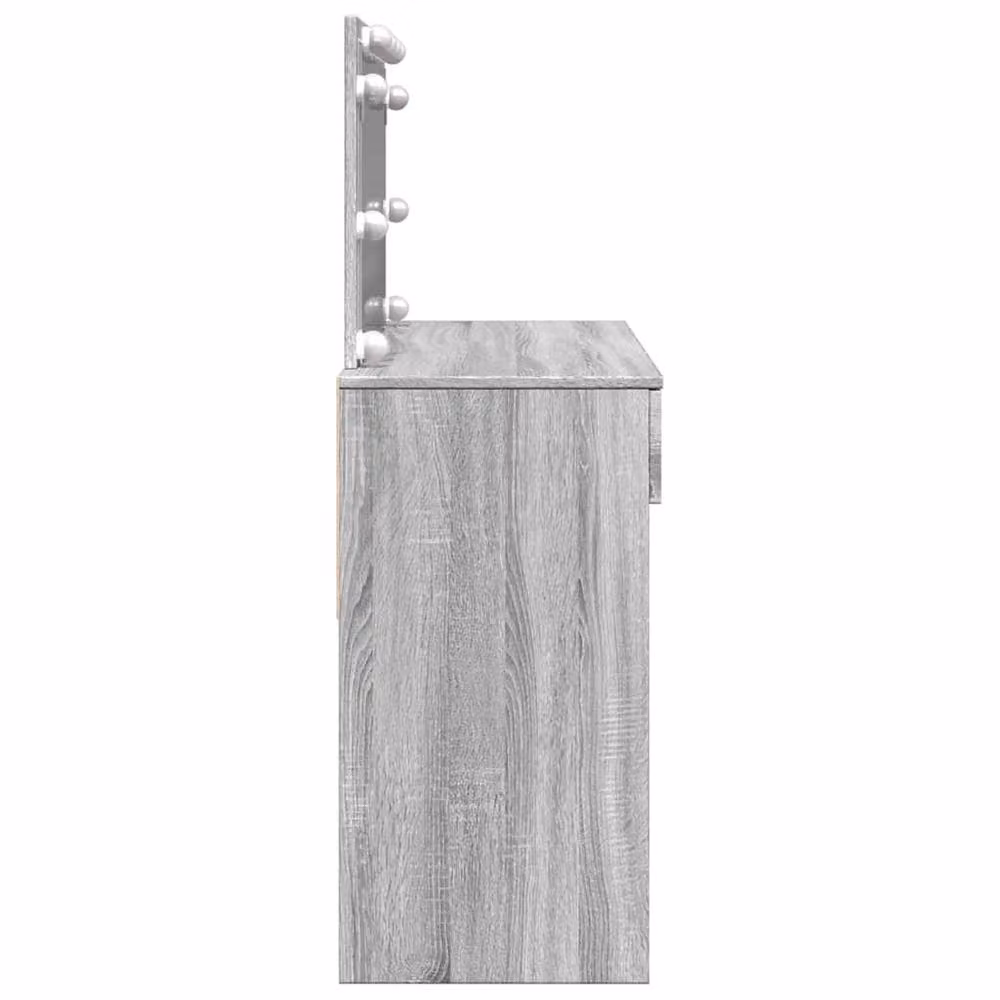 Berkfield Home Modern Grey Sonoma Dressing Table with LED Hollywood Mirror W/D/H: 100 x 40 x 120 cm – 4