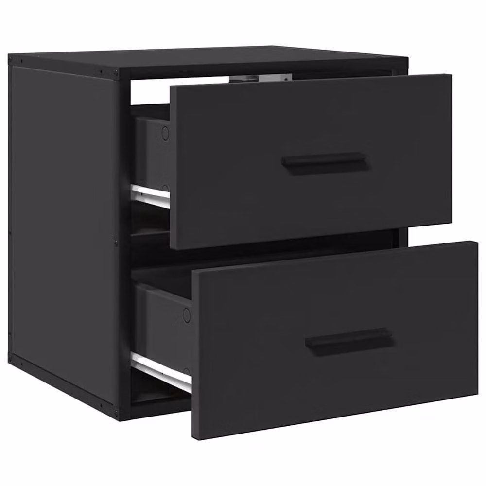 Berkfield Home Set of 2 Wall-mounted Bedside Cabinets, Black, W: 40 cm, D: 31 cm, H: 39.5 cm – 6