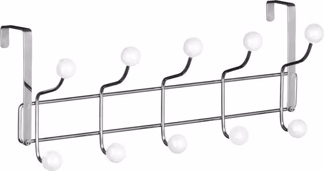 Orsina Over Door Hanger with 10 Colourful Turquoise Ball Hooks in White and Chrome