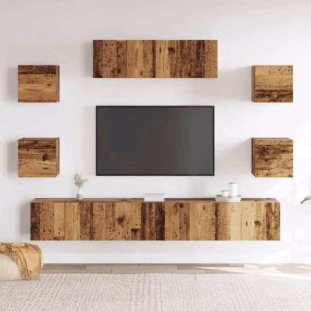 Berkfield Home Classic 7 Piece Wall-Mounted TV Cabinet Set in Brown Engineered Wood