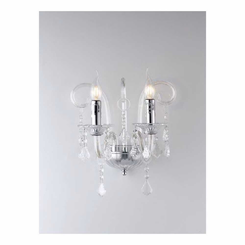 Netlighting Chrome and Crystal Wall Light in Silver, W/D/H: 32 x 30 x 22 cm – 2