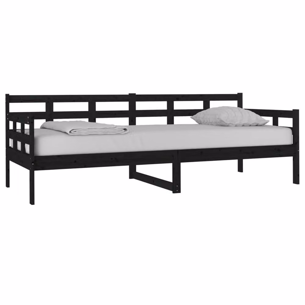 Berkfield Home Rustic Black Solid Wood Pine Day Bed W: 80 cm, L: 200 cm – 3