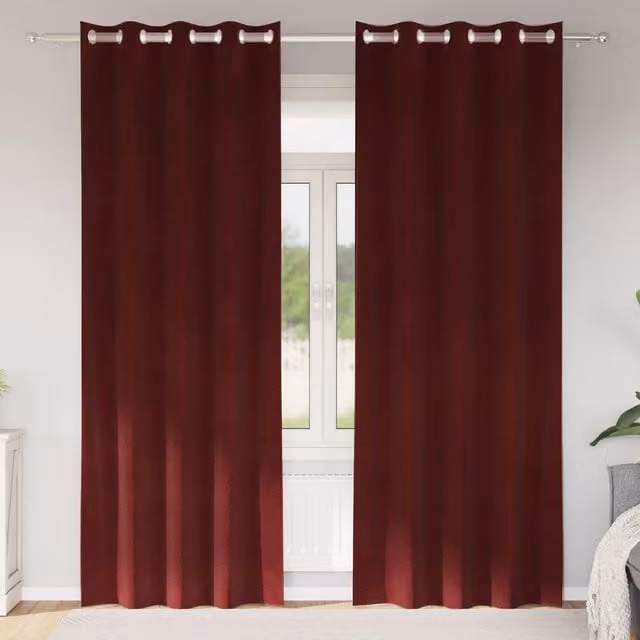 Berkfield Home Wine Red Velvet Blackout Curtains with Eyelets, 2 Pack – 1