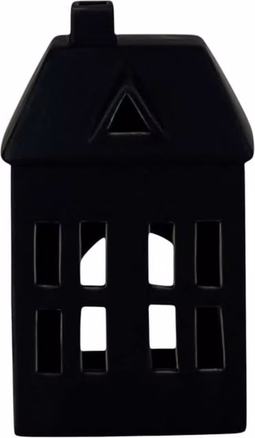 Four Candle Black Ceramic Modern House Tealight Holder