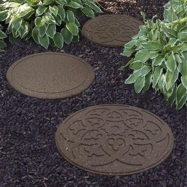 Garden Gear Reversible Stepping Stones Scroll Design in Brown Rubber