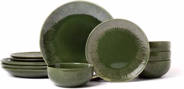 Mikasa Jardin 12-Piece Floral Stoneware Dinner Set in Green – 7
