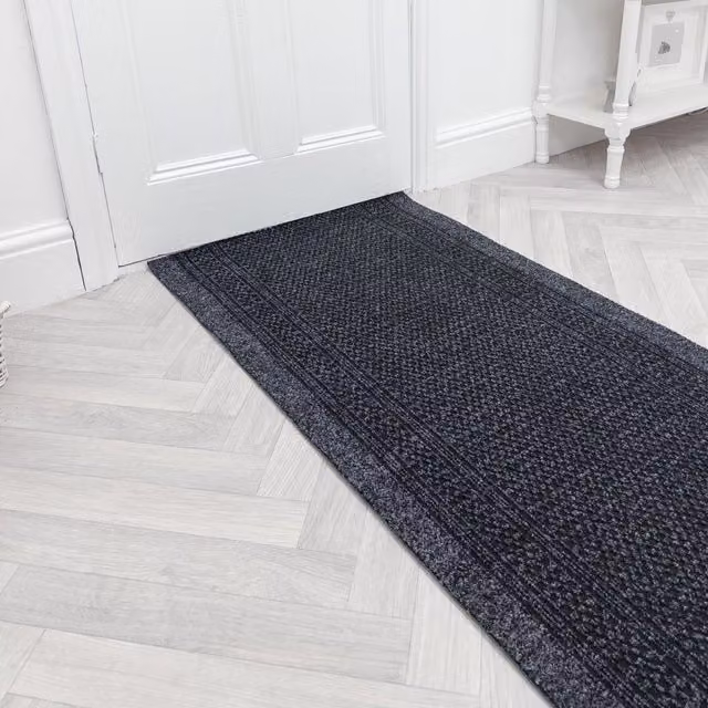 runrug Aztec Hallway Carpet Runner Rug in Black, W: 66 cm, L: 300 cm