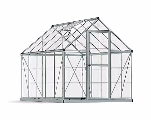 Palram Canopia Harmony 6x10 Silver Greenhouse with Clear Polycarbonate Panels and Aluminium Frame – 1