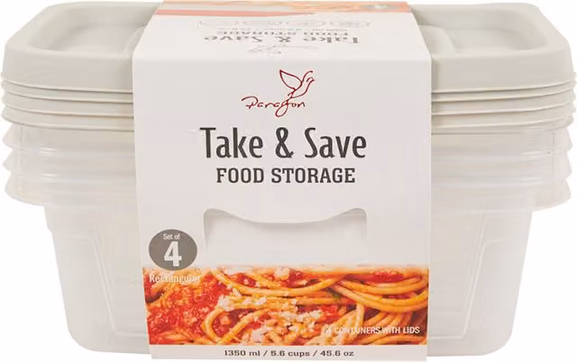Paragon Set of 4 White Airtight and Leakproof Plastic Rectangular Storage Boxes