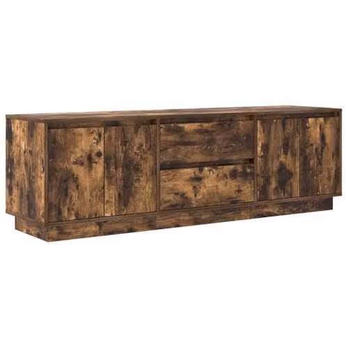 vidaXL Modern TV Cabinet with LED Lights in Smoked Oak, W: 160.5 cm, D: 41 cm, H: 50 cm – 1