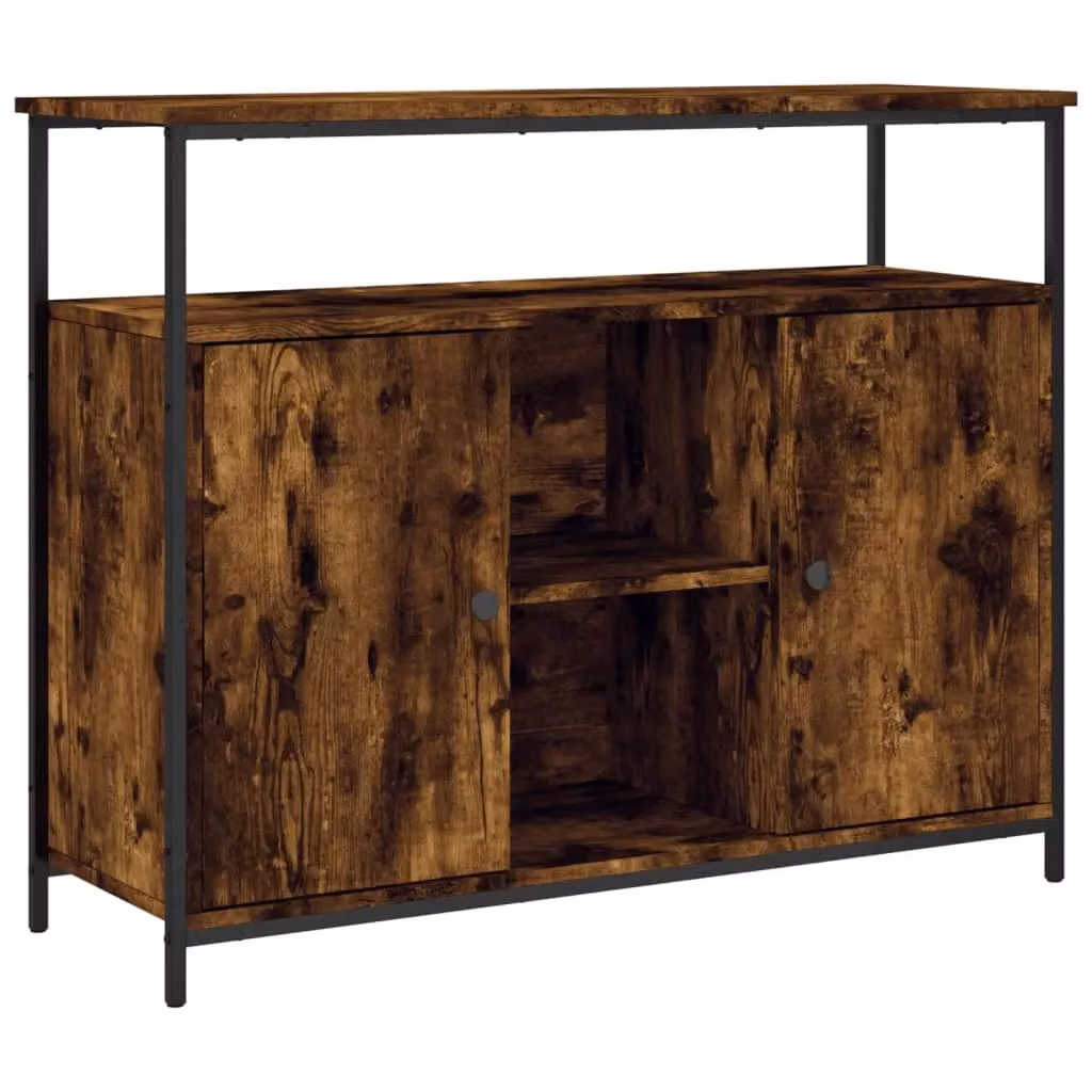 Berkfield Home Sideboard in Smoked Oak Brown, W/D/H: 100 x 35 x 80 cm – 2
