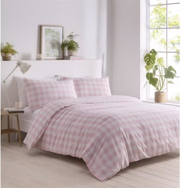 Rapport Pink Gingham Duvet Cover Set, 180 x 200 cm