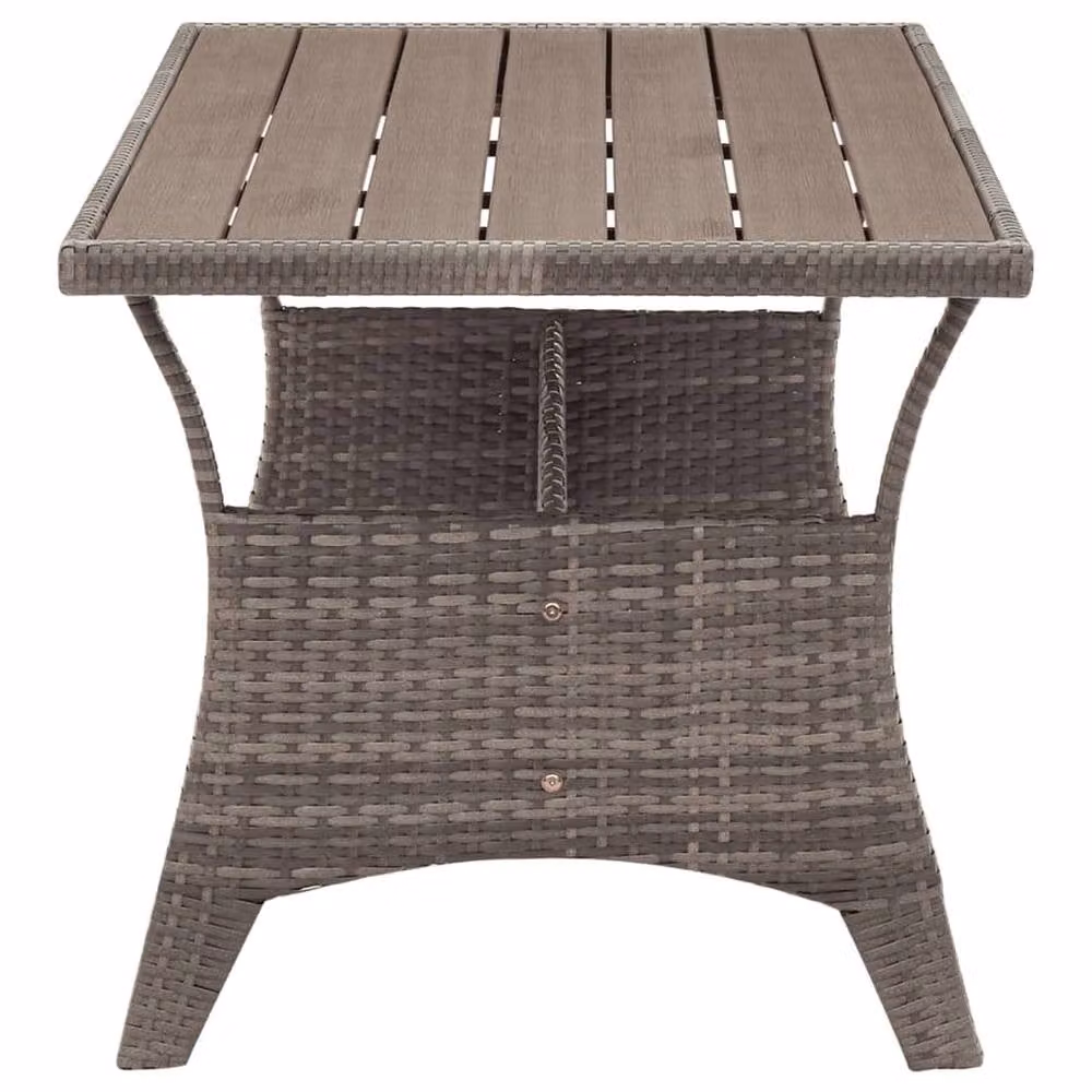 Berkfield Home Grey Poly Rattan Garden Table W/D/H: 120 x 70 x 66 cm – 3