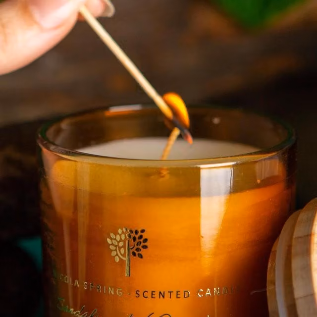 Nicola Spring Pack of 3 Soy Wax Scented Votive Candles in Orange and Brown with Floral, Woody, Gourmand and Oriental Scents