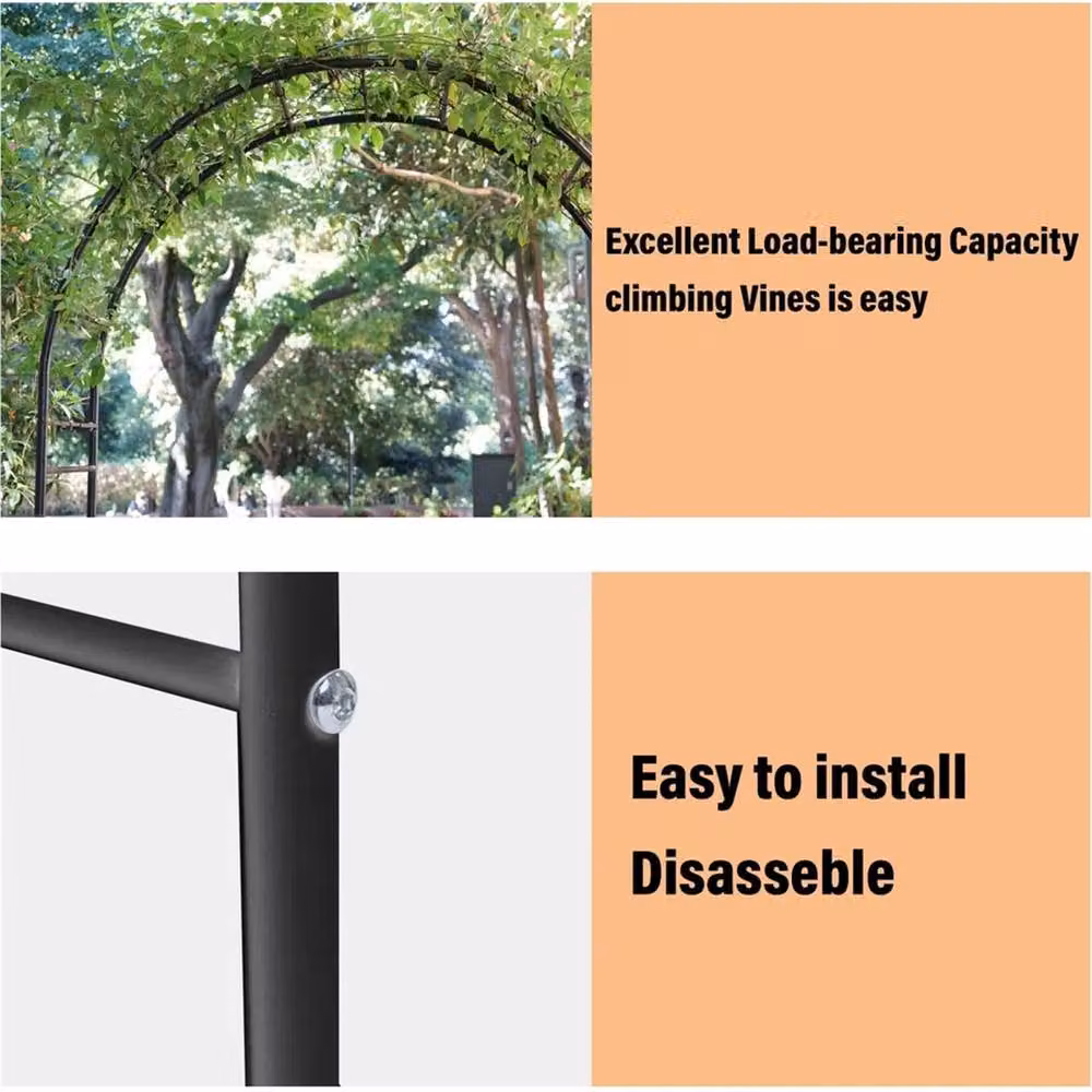 Nordara Metal Garden Arch Climbing Plant Support Trellis Frame in Green, H 200 cm x W 100 cm x D 100 cm – 4