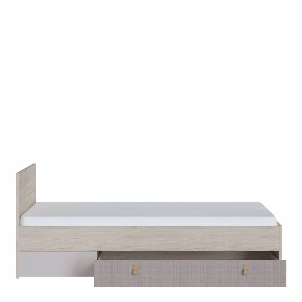 Wyld Haus Rosemary Single Bed in Light Walnut with Headboard and 1 Drawer, W/D/H: 90 x 190 cm – 2
