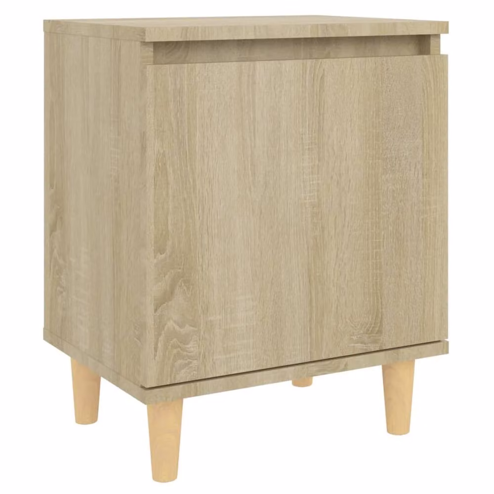 Berkfield Home Sturdy Bed Cabinet in Sonoma Oak and Light Tan with Solid Wood Legs, W/D/H: 40 x 30 x 50 cm – 2