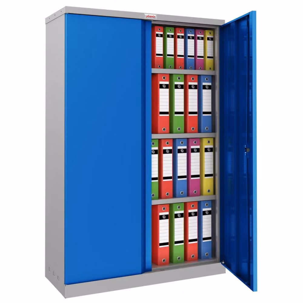 Phoenix Safe Company SCL1491GBE Steel Storage Cupboard in Grey and Blue with Electronic Lock, H 140 cm x W 100 cm – 2