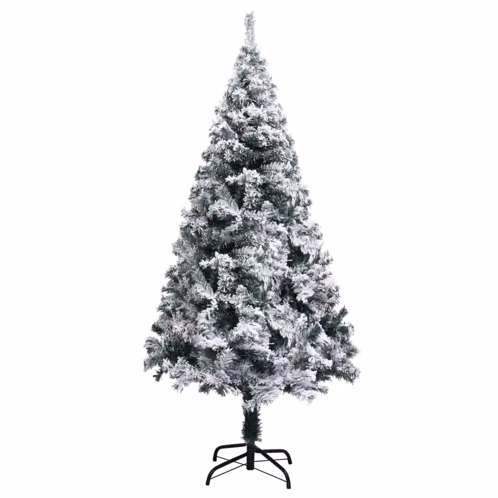 Berkfield Home Artificial Flocked Snow Christmas Tree in Green and White, Height: 150 cm – 2