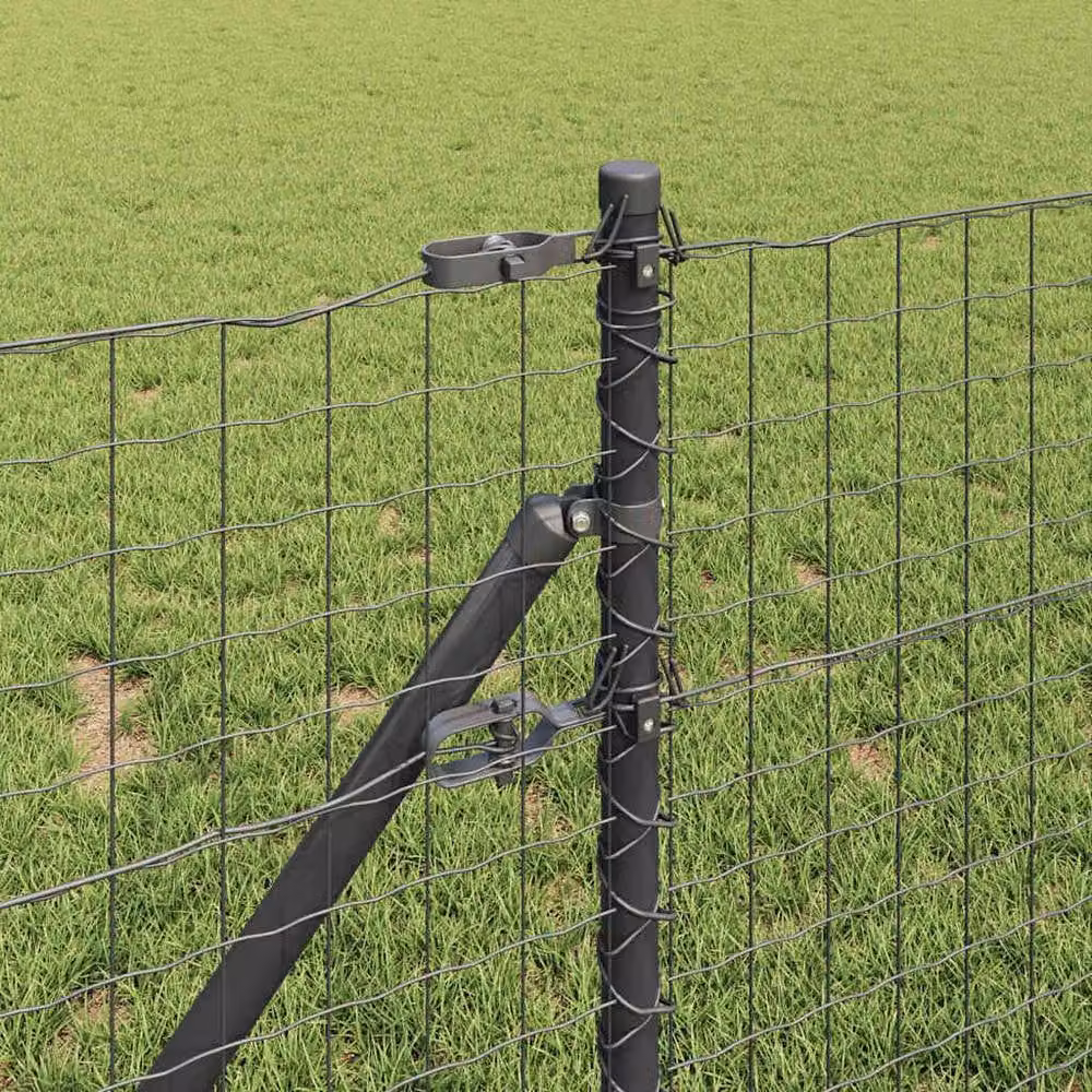 Berkfield Home Euro Fence with 13 Round Posts, Grey Galvanised Steel, 0.6 x 50 m – 3