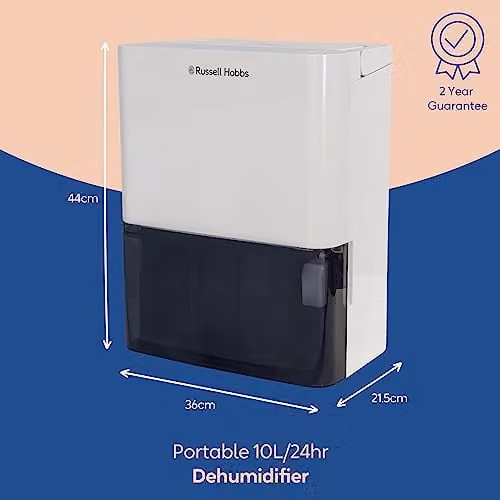 Russell Hobbs RHDH1001 Dehumidifier, 10L/Day Capacity for Rooms up to 30m2, White – 2
