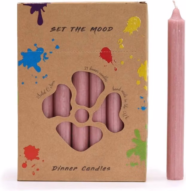 KDMK Set of 21 Rustic Dusty Pink Dinner Candles
