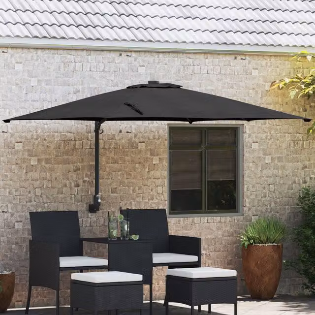 Berkfield Home Large Tiltable Patio Umbrella in Black Polyester and Steel