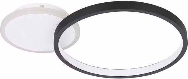 Eglo Gafares LED Ring Flush Ceiling Light in Black and White with Remote Control and Dimmer