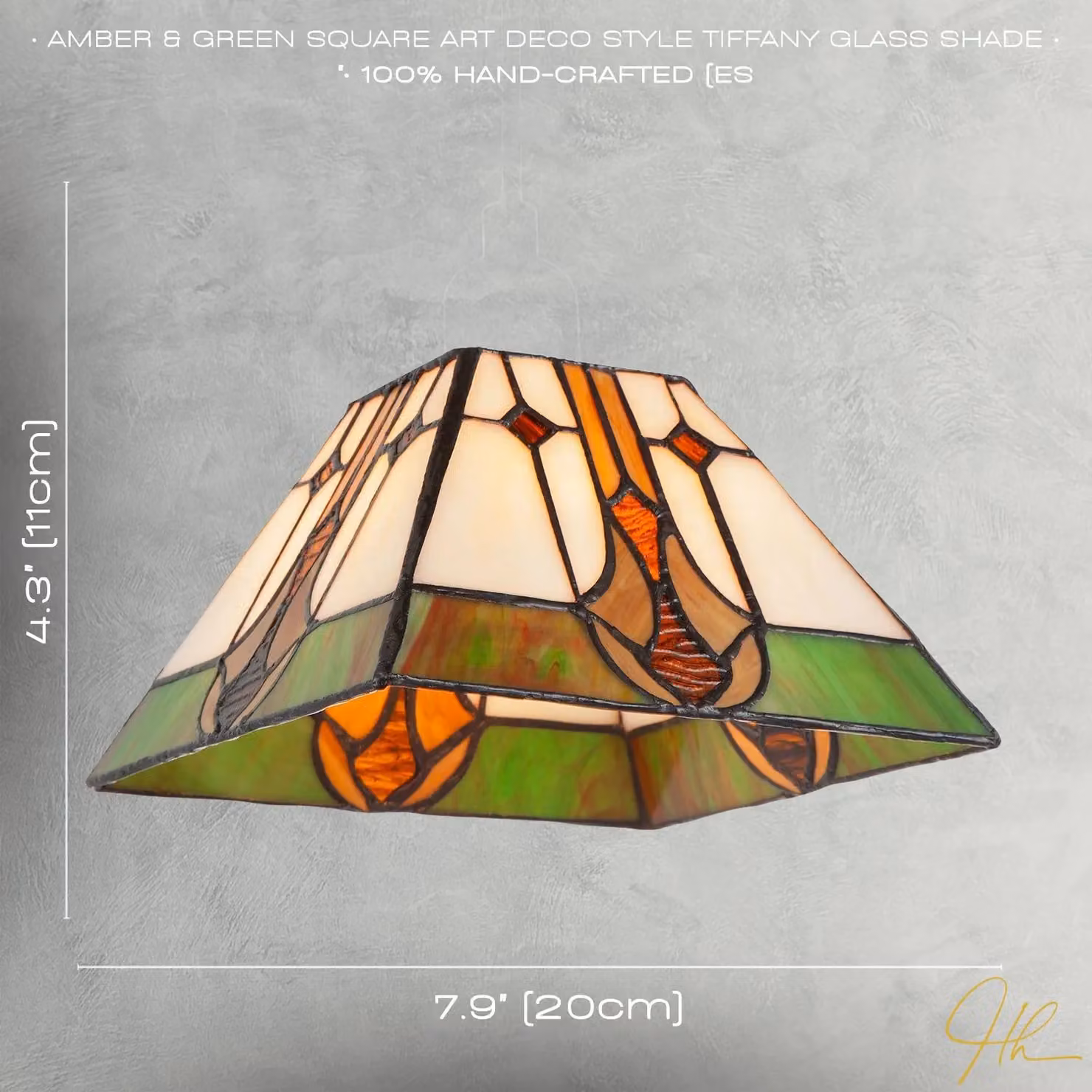Happy Homewares Art Deco Tiffany Glass Pendant Light Shade in Green and Amber – 4