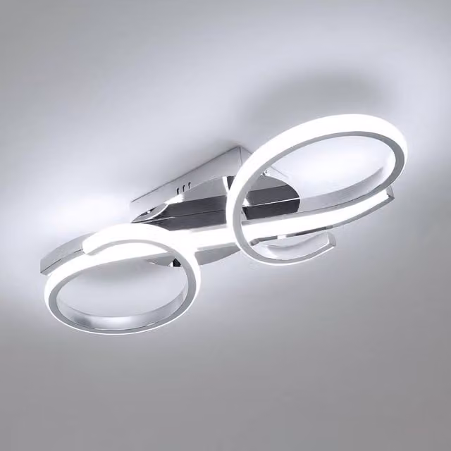 Pheashine Modern Chrome LED Ceiling Light, 36W White Aluminium Flush Mount, Diameter: 42 cm