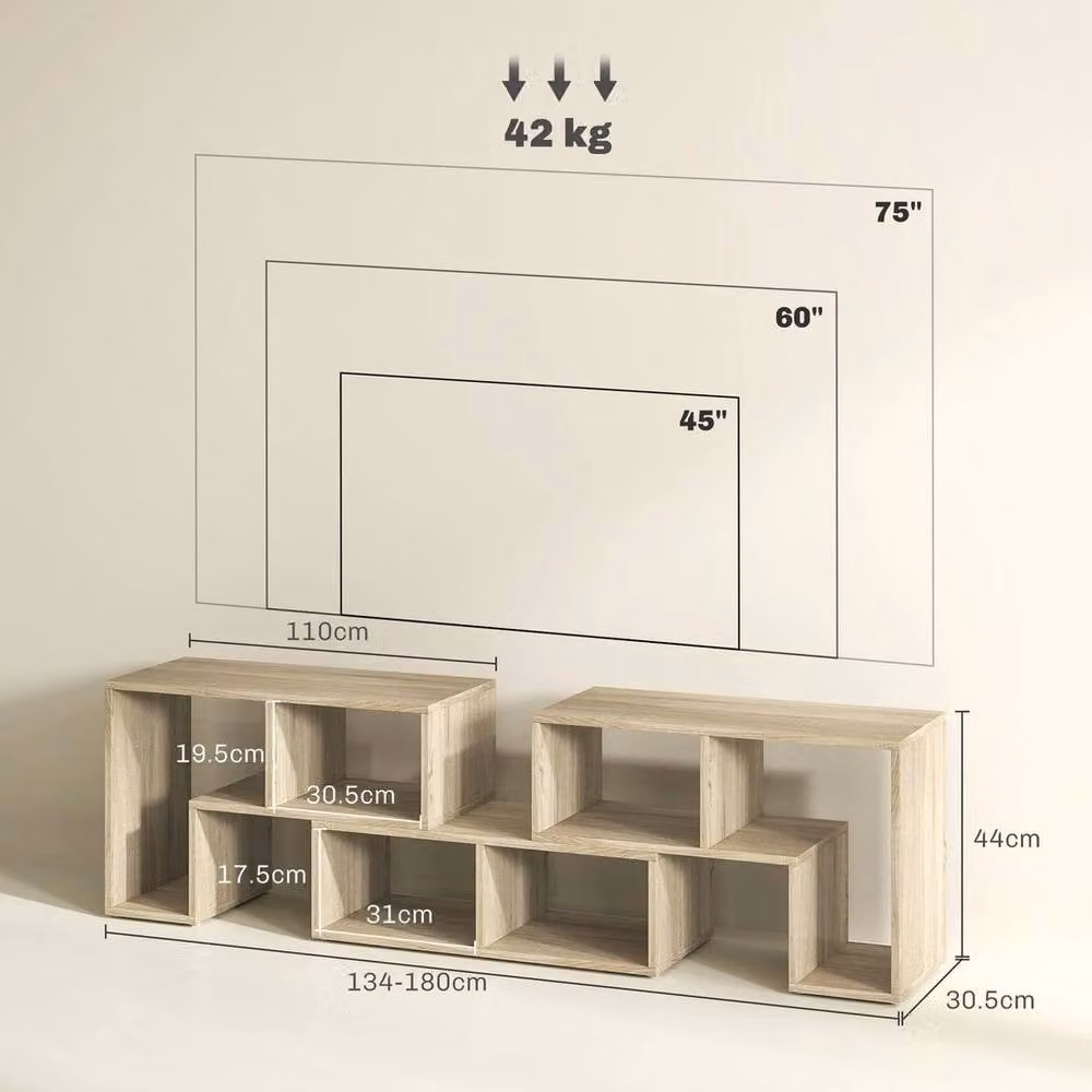 EONLION Modern Brown Wood TV Unit for TVs up to 75 Inches, Width: 100 cm – 2