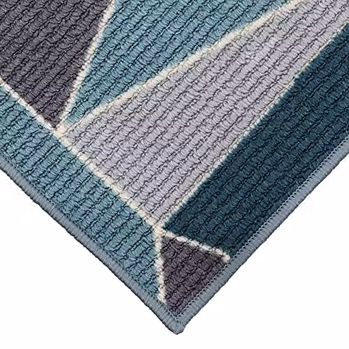 JVL Fiora Machine Washable Non-Slip Door Mat, Duck Egg, W: 44 cm x D: 75 cm – 4